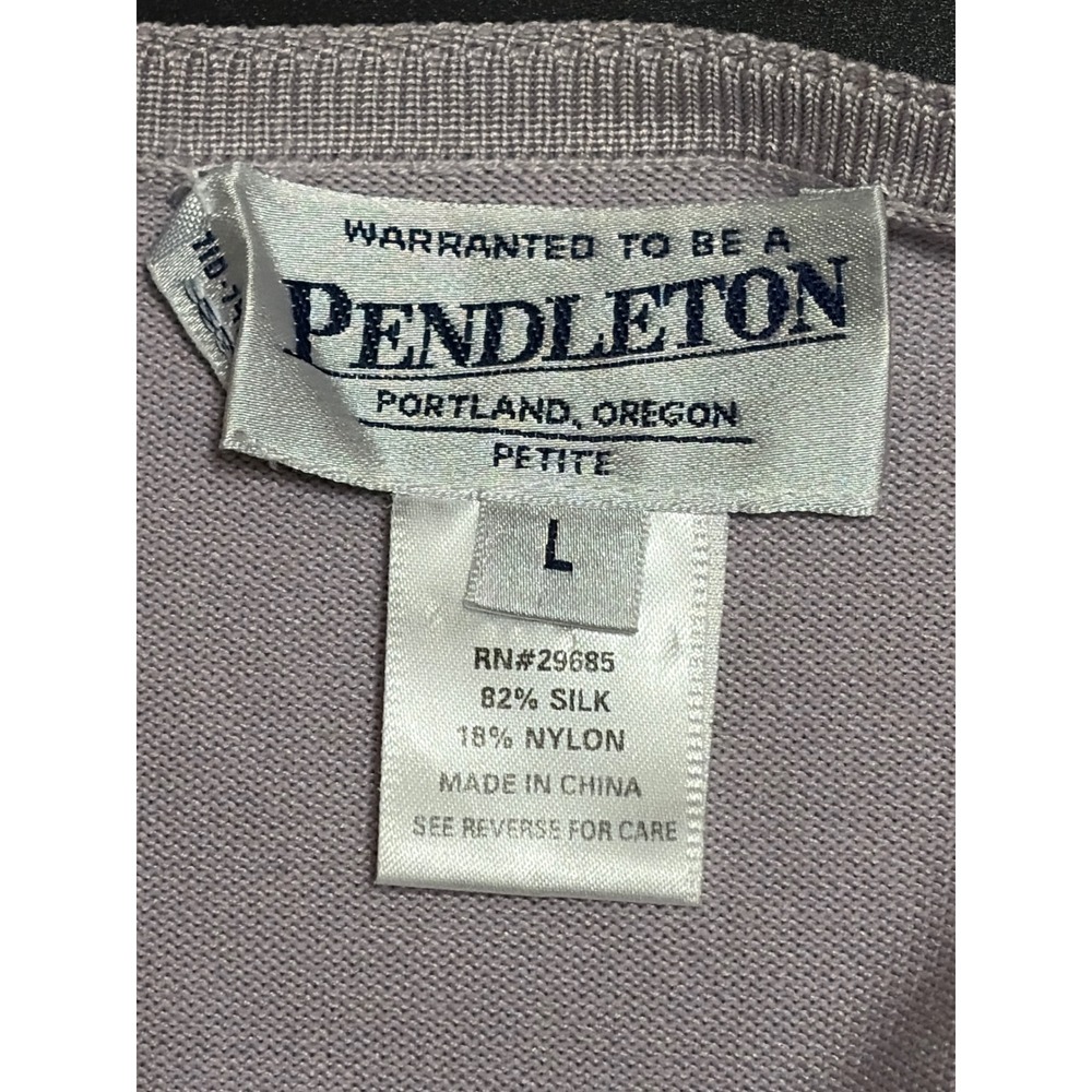 Pendleton Lavender Silk Blend V-Neck Button Front… - image 3